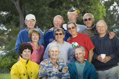 Portrait of a group of senior men and senior women. Horizontally framed shot.